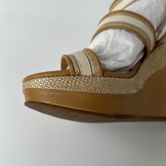 Coach Maralee Wedge Platform Raffia Tan/White  Sz 6B New - Picture 5 of 16